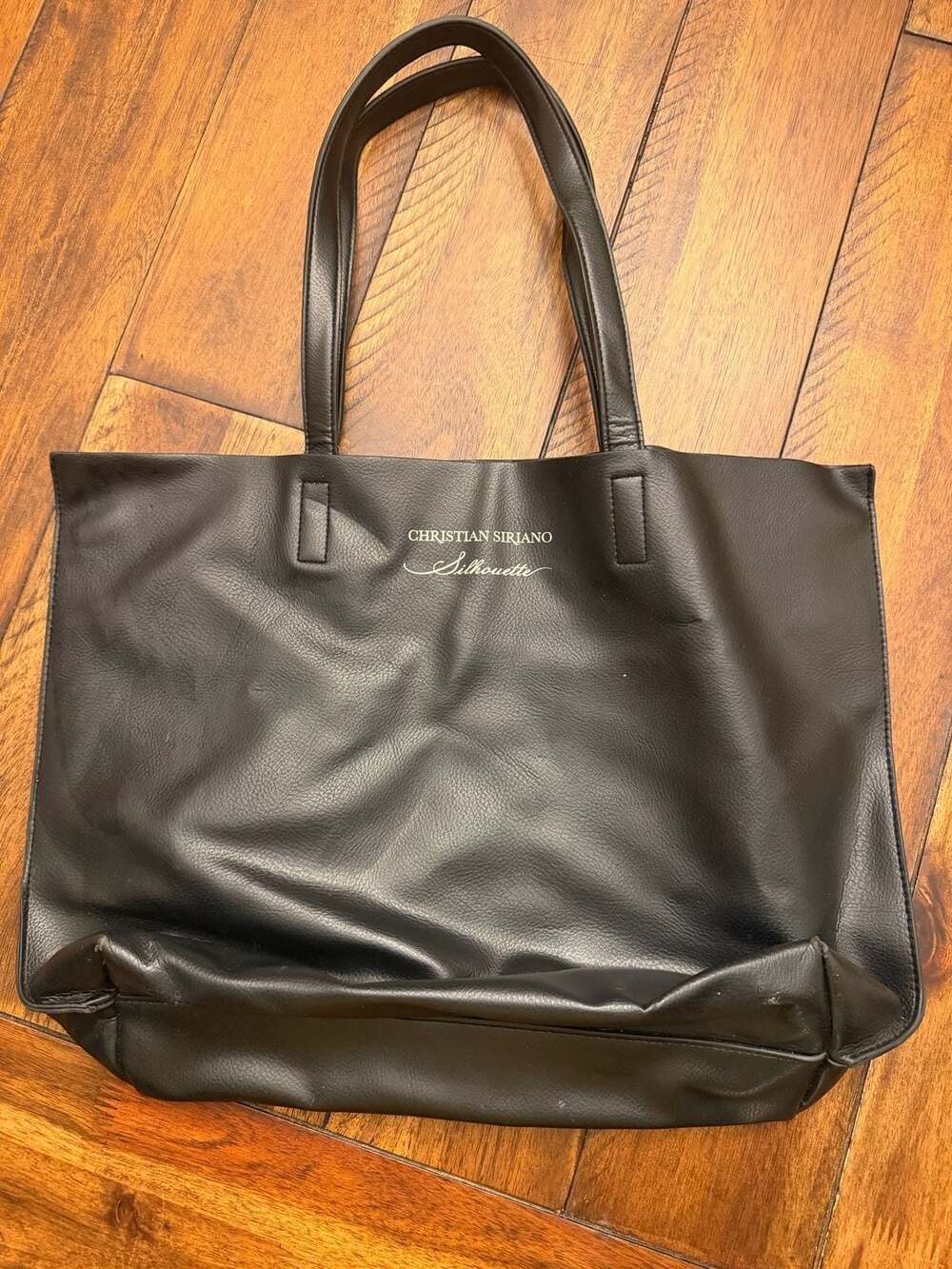 Christian Siriano Silhouette Black Faux Leather Tote Bag